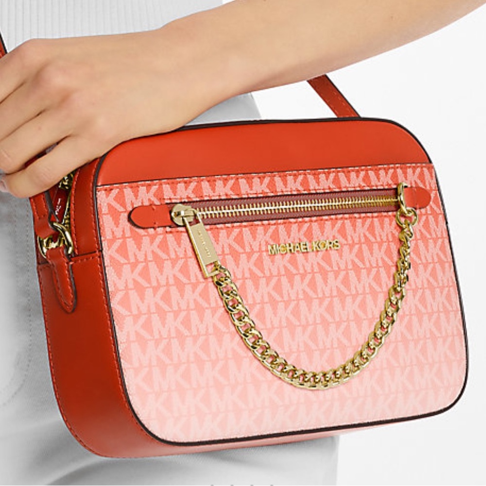 MICHAEL KORS Jet Set Large Ombré Signature Logo Crossbody EW ZP CHAIN XBDY Bag - Picture 1 of 16